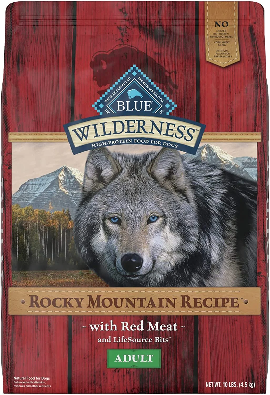Blue Buffalo Wilderness Rocky Mountain Recipe High Protein Red Meat Dry Dog Food for Adult Dogs Grain-Free 10 lb. Bag
