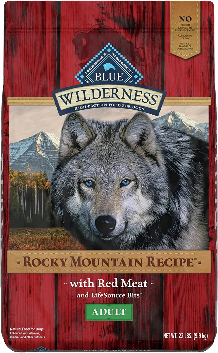 Blue Buffalo Wilderness Rocky Mountain Recipe High Protein Red Meat Dry Dog Food for Adult Dogs Grain-Free 22 lb. Bag