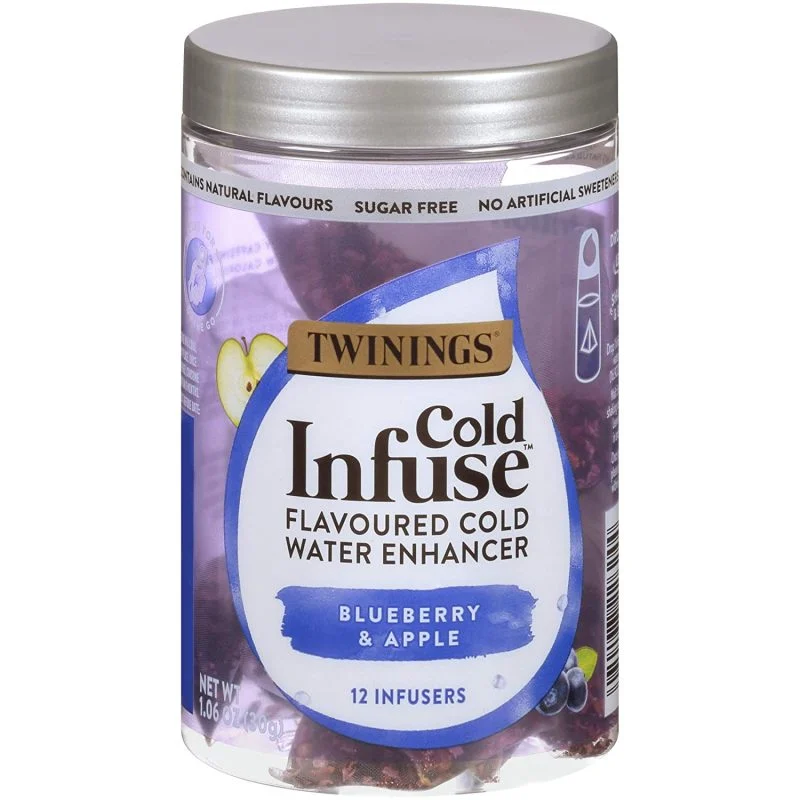 Twinings Flavored Water Enhancer, Blueberry And Apple, 12 Infusers, Pack of 6.