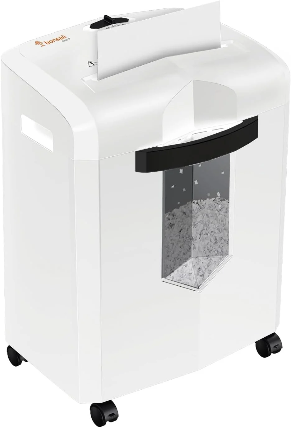 Bonsaii C266-B Micro Cut Shredder, Easy-Carry Handle, 12-Sheet, P-4 Security, 60 Min Continuous, CD/Credit Card, Jam-Proof, 4.2 Gal Bin, Ideal for Home Office Use, White/Gray