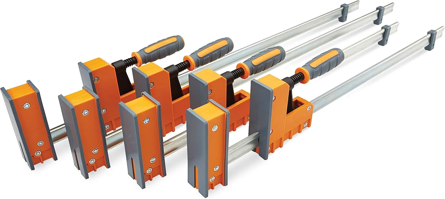 Bora 4 Pack Parallel Clamps for Woodworking – Two 24 Inch and Two 31 Inch Parallel Wood Clamps Heavy Duty Bar Clamp for Wood Working with 1100 Lbs of Clamping Force Each – DIY Bora Clamp Set