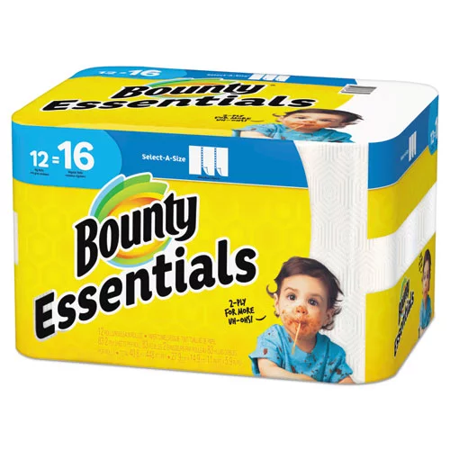 Bounty Essentials Select-A-Size Kitchen Roll Paper Towels, 2-Ply, 83 Sheets/roll, 12 Rolls/carton | Bundle of 2 Cartons