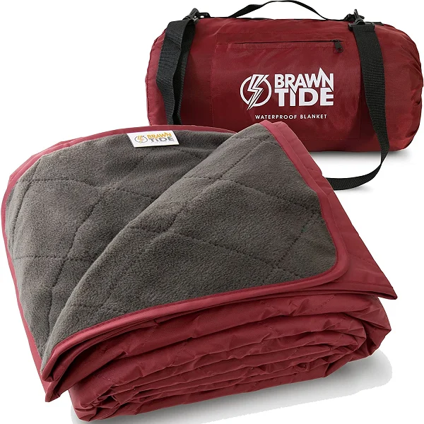 Brawntide Large Outdoor Waterproof Blanket – Quilted, Extra Thick Fleece, Warm