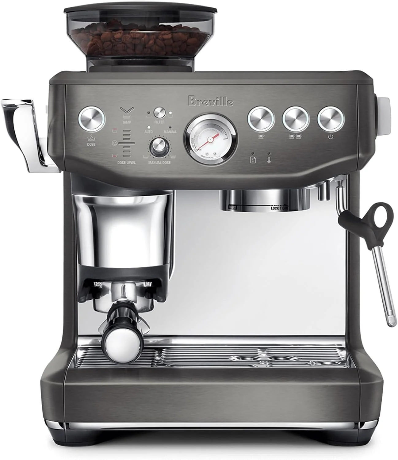 Breville Barista Express Impress BES876BST Espresso Machine, Black Stainless Steel