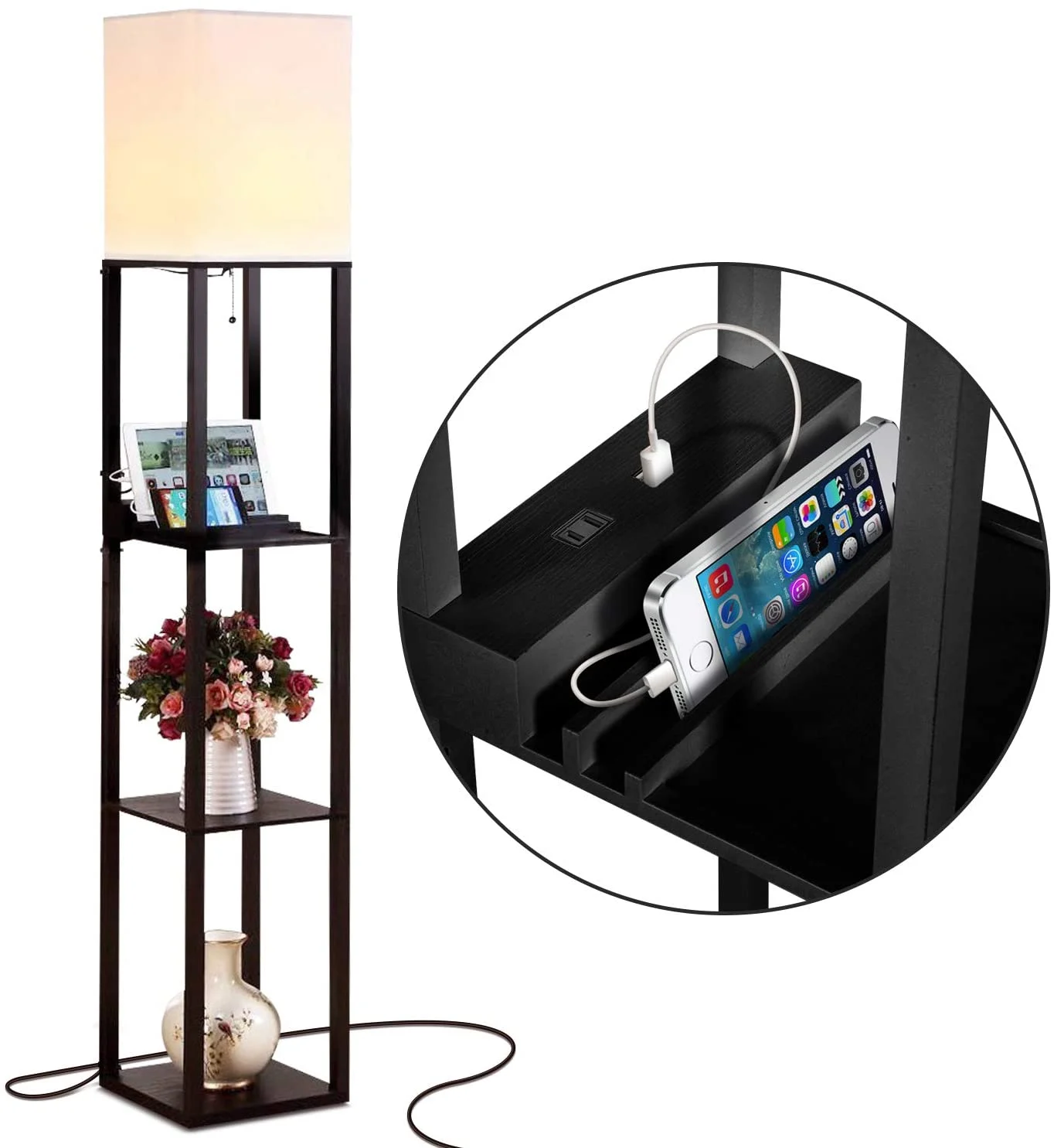 Brightech  63-in Classic Black Shelf Floor Lamp