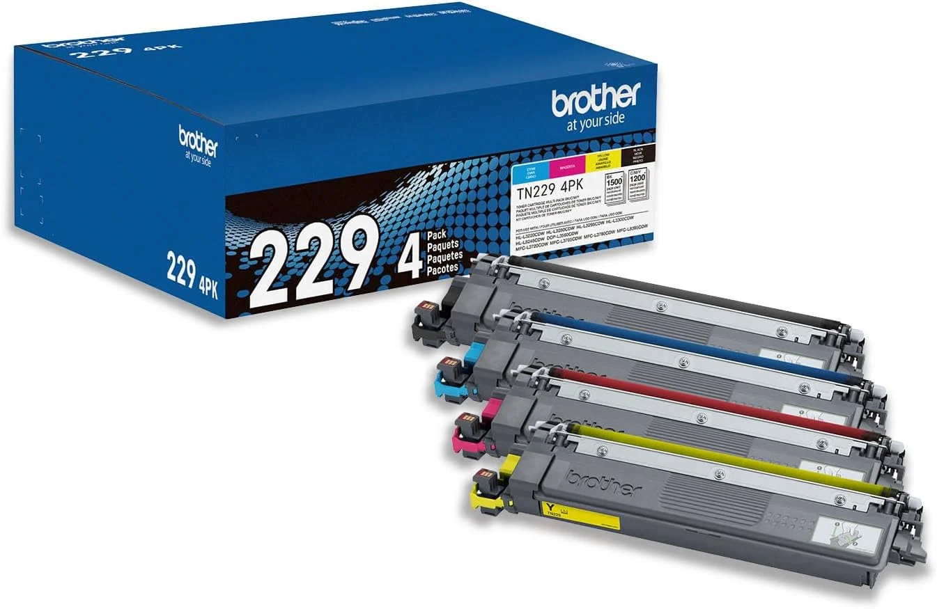 Brother Genuine TN2294PK Standard Yield 4-Pack Printer Toner Cartridges – Black, Cyan, Magenta, Yellow Toner Multipack
