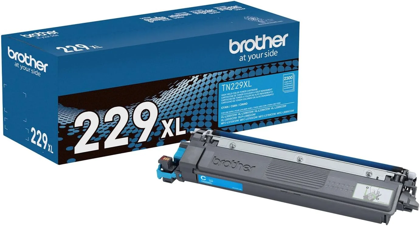 Brother Genuine TN229XLC Cyan High Yield Printer Toner Cartridge – Print up to 2,300 Pages(1)