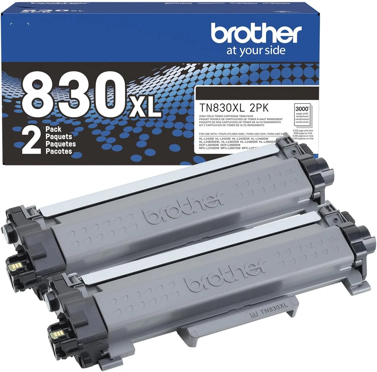 Brother Genuine TN830XL 2PK Black High Yield Printer Toner Cartridge 2-Pack – Print up to 3,000 Pages Each(1)