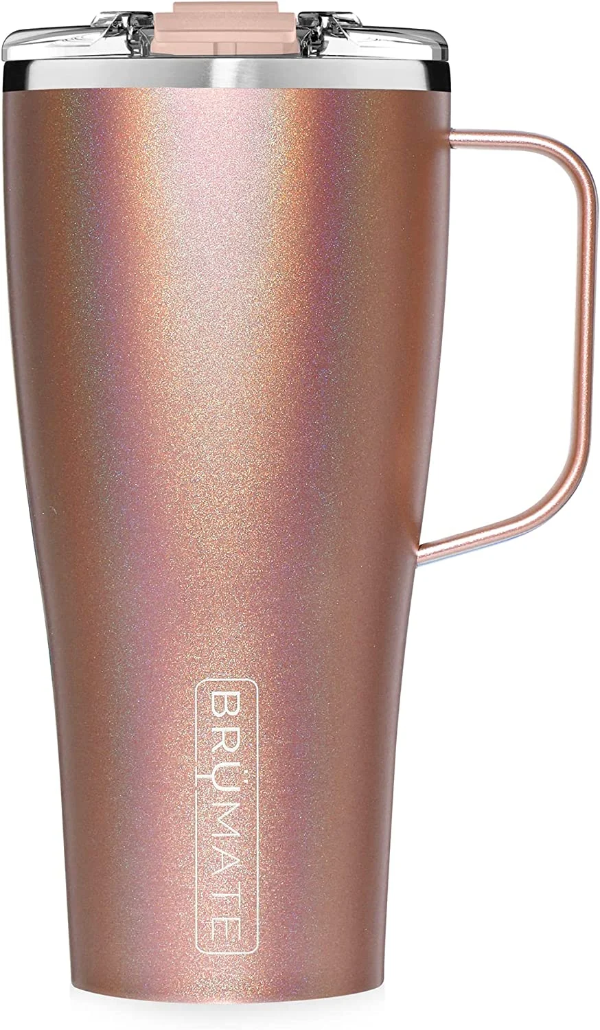 BrüMate Toddy XL – 32oz 100% Leak Proof Insulated Coffee Mug with Handle & Lid – Stainless Steel Coffee Travel Mug – Double Walled Coffee Cup (Glitter Rose Gold)
