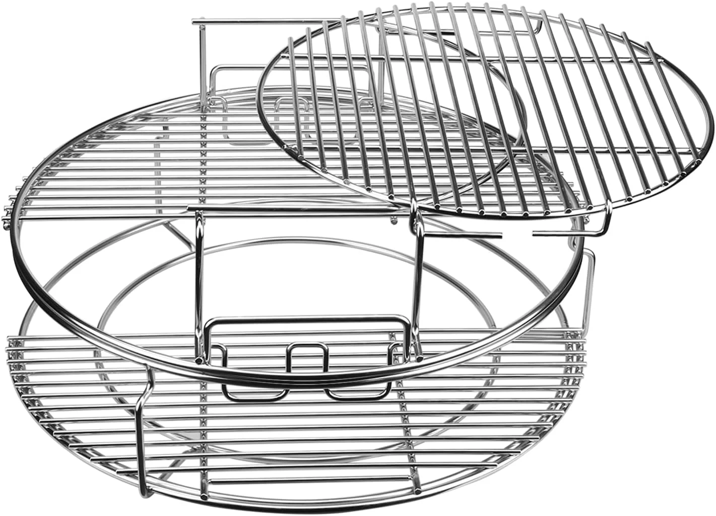 Burly grill 5 Piece Replacement Kit for Big Green Egg Large, Rack for Eggspander 5 Piece Kit Conveggtor Basket 304 Stainless Steel Grill Stack Rack with Removable Cooking System Expander Rack