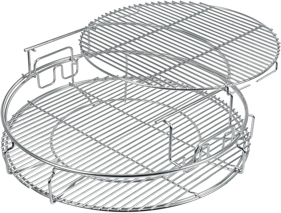 Burly grill 5 Piece Replacement Kit for Big Green Egg XL, Rack for Eggspander 5 Piece Kit Conveggtor Basket 304 Stainless Steel Grill Stack Rack with Removable Cooking System Expander Rack