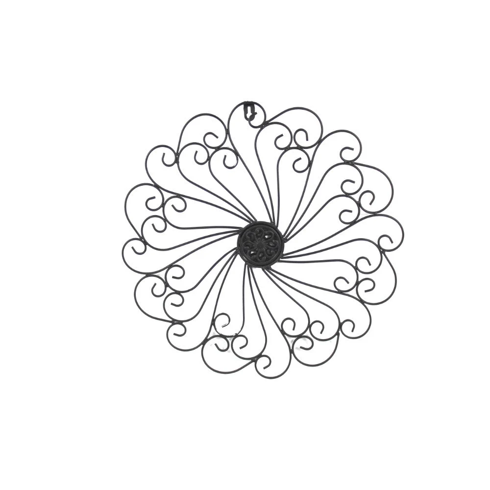Benzara C482-MTL0002 Decorative Metal Medallion Wall Decor, Black