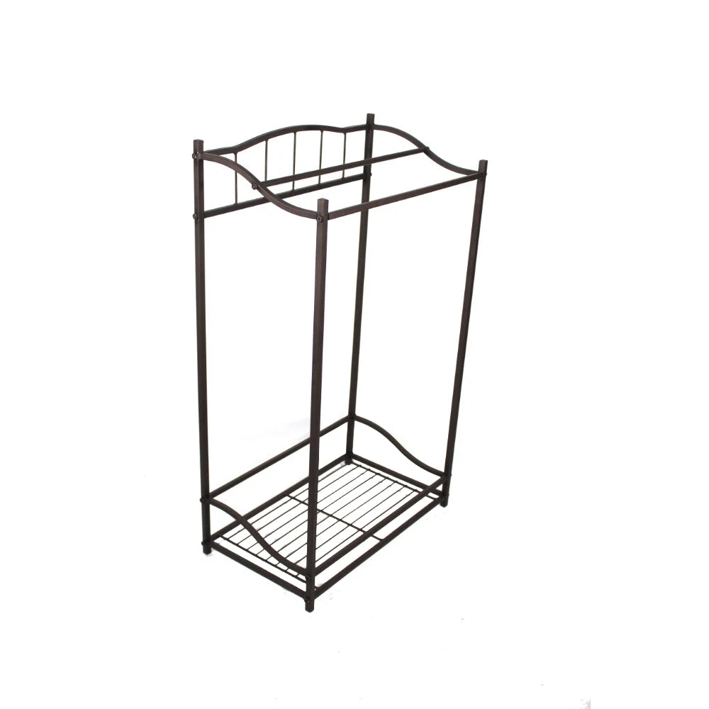 Benzara C482-MTL0021 Metal Bath Towel Butler Stand With Shelf, Bronze