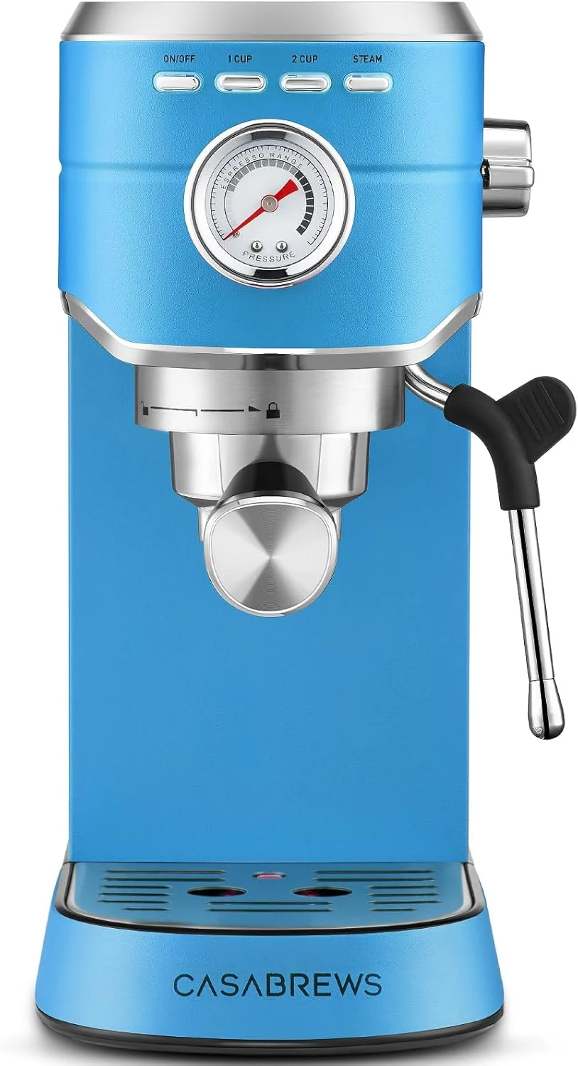 CASABREWS CM5418 Espresso Machine 20 Bar, Stainless Steel Espresso Maker with Milk Frother Steam Wand, Baby Blue