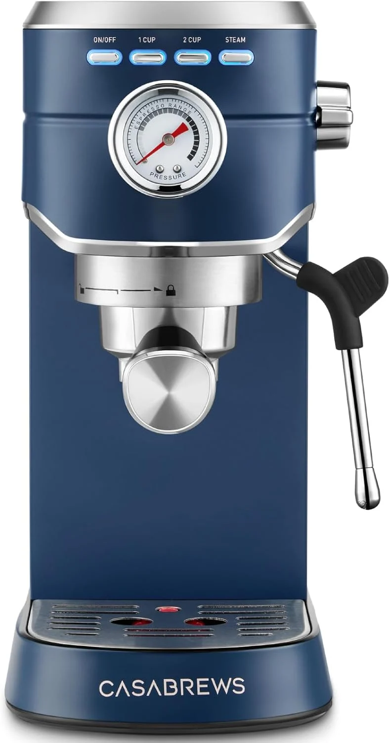 CASABREWS Espresso Machine 20 Bar, Professional Espresso Maker with Milk Frother Steam Wand, Sapphire Blue