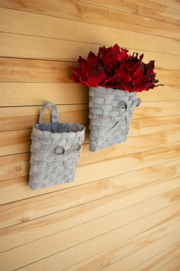 Kalalou CCH1104 Grey Wash Chipwood Wall Baskets