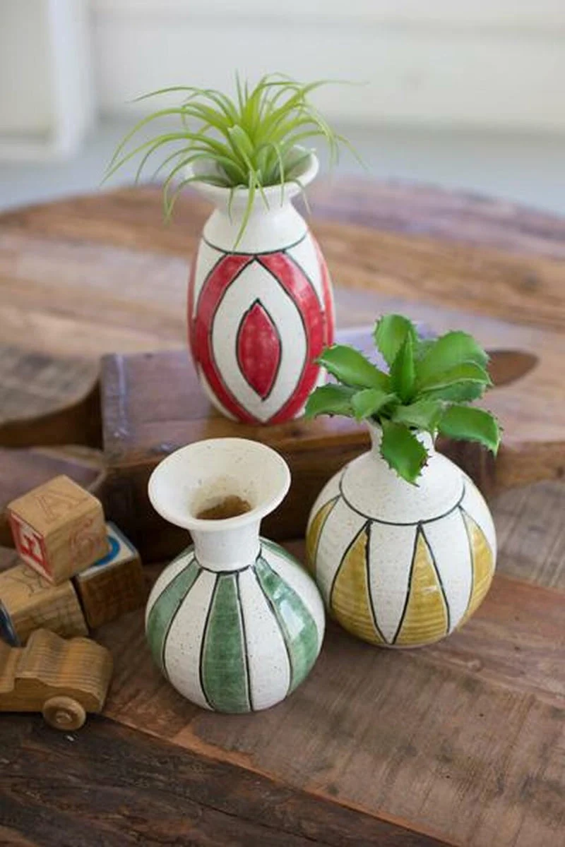Kalalou CDV2019 Ceramic Vases One Each Color