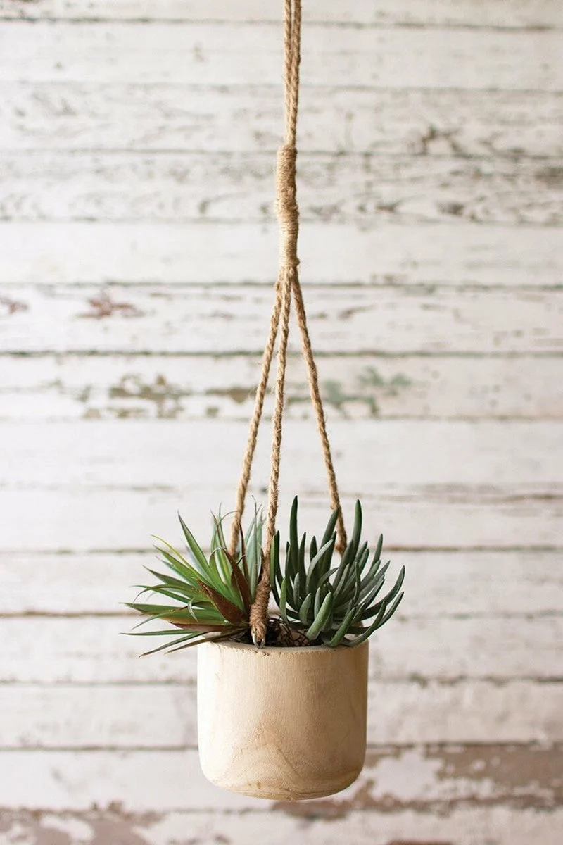 Kalalou CFAN1024 Hand Carved Hanging Wooden Vase