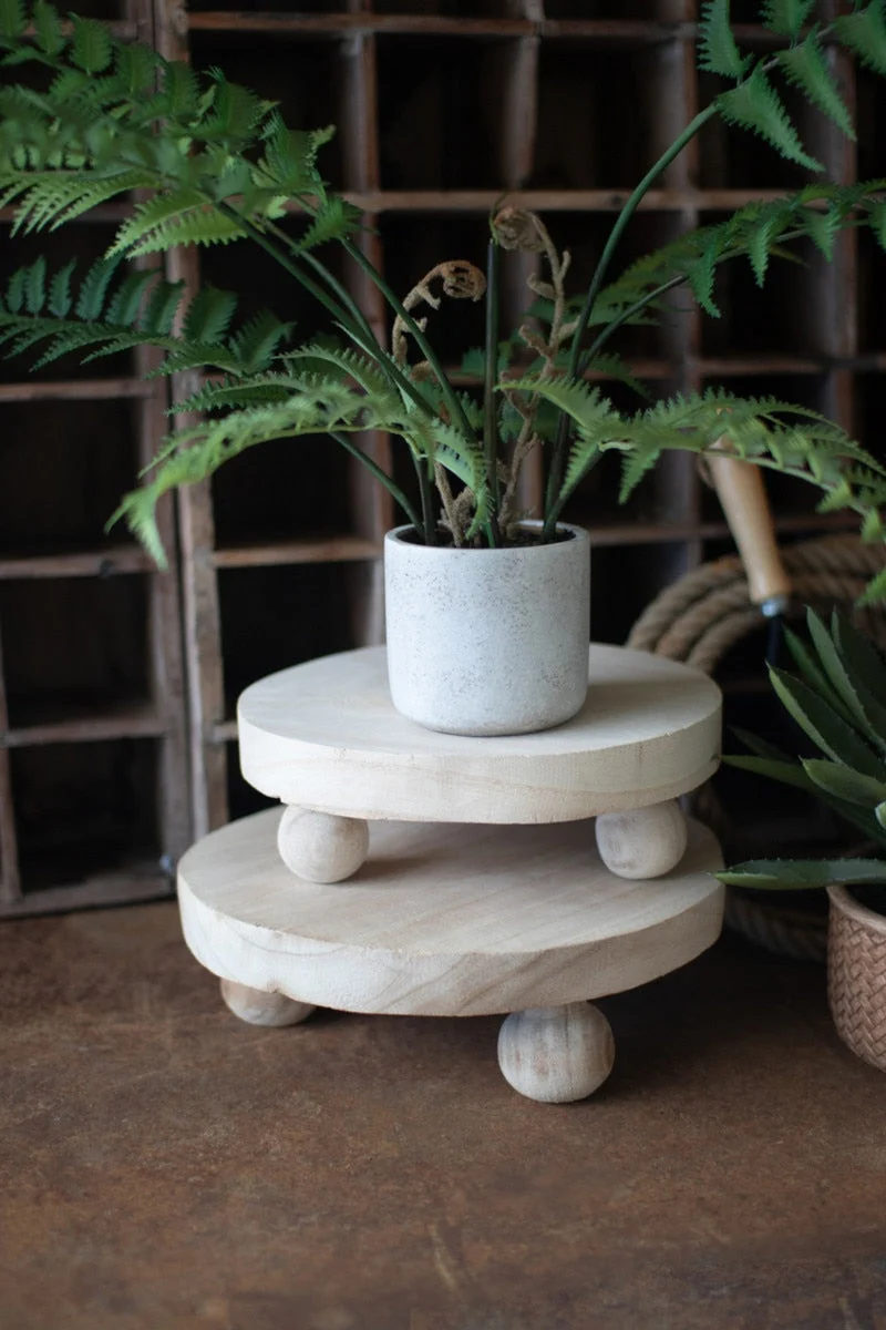 Handcrafted Wooden Display Risers – 4" Tall Pedestal Set of 2 by Kalalou