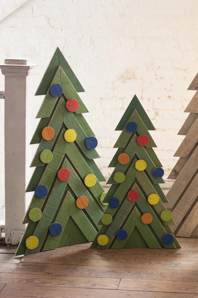 Kalalou CGU2441 Green Wooden Christmas Trees