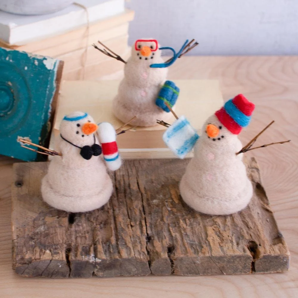 Kalalou CHB2164 Felt Snowmen Beach Bums Set of 3