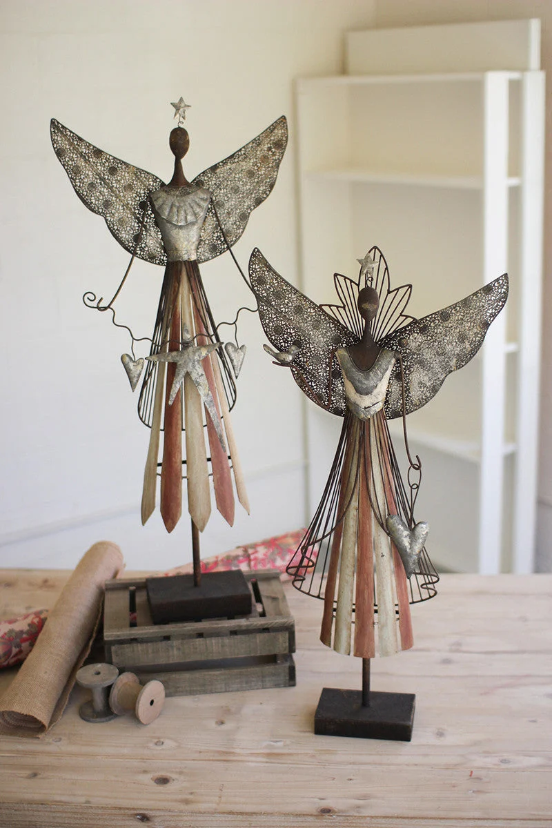 Kalalou CHE1243 Galvanized Angels Set of 2