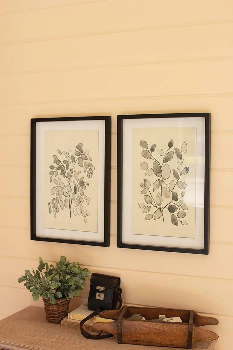 Kalalou CHH1364 Framed Black Leaves Prints Under Glass