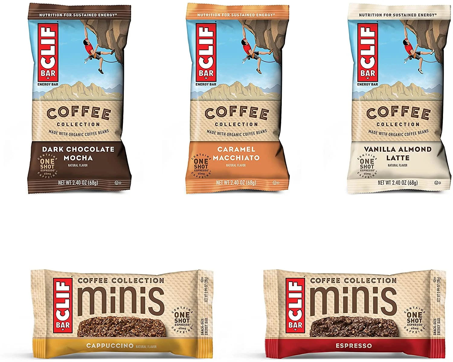 CLIF BARS – Coffee Collection Pack – 10 Full Size and 10 Mini Energy Bars, All Flavors Variety Pack