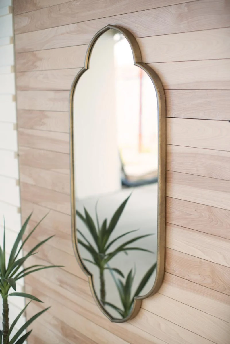 Wall Mirror - 48"H, Long Gold Metal Mirror - Elegant Wall Accent Piece By Kalalou