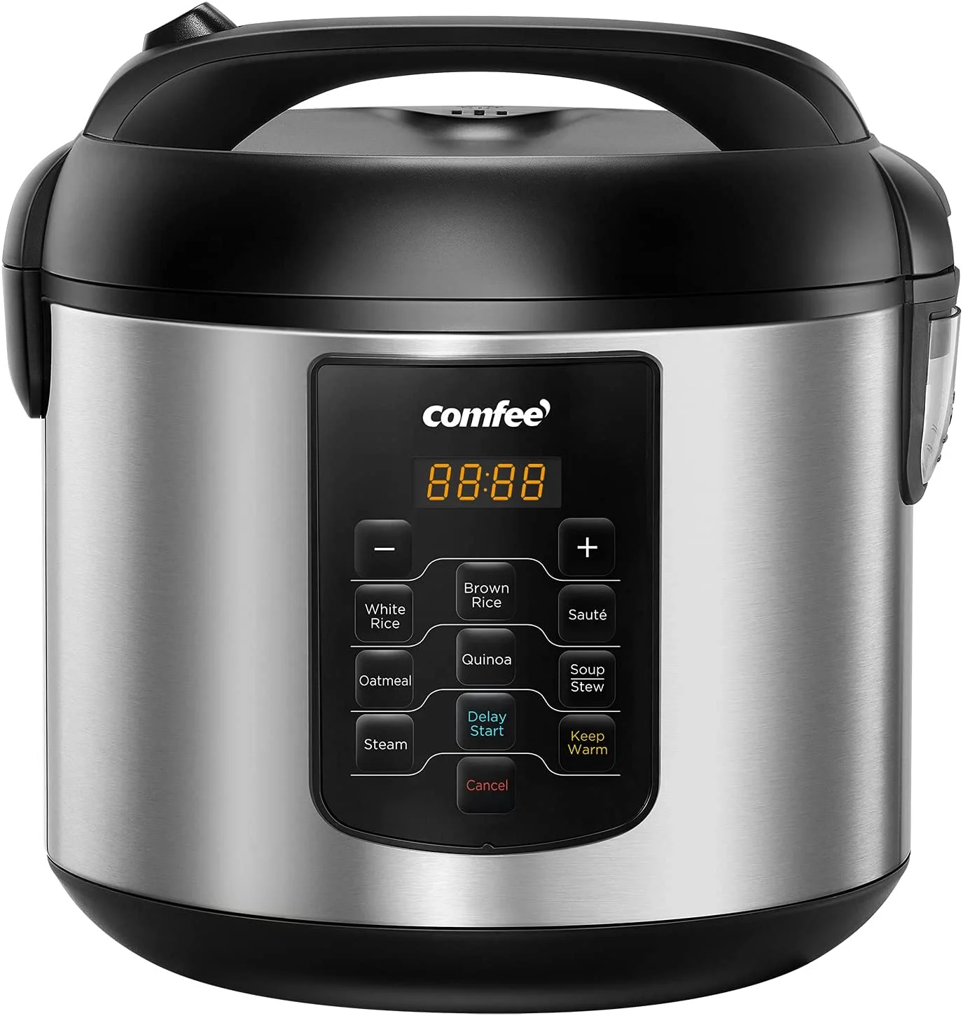 COMFEE’ CRS5010BS Rice Cooker, 8-in-1 Stainless Steel Multi Cooker, Slow Cooker, Steamer, Saute, and Warmer, 5.2 QT, 20 Cups Cooked(10 Cups Uncooked), Brown Rice, Quinoa and Oatmeal, 8 One-Touch Programs