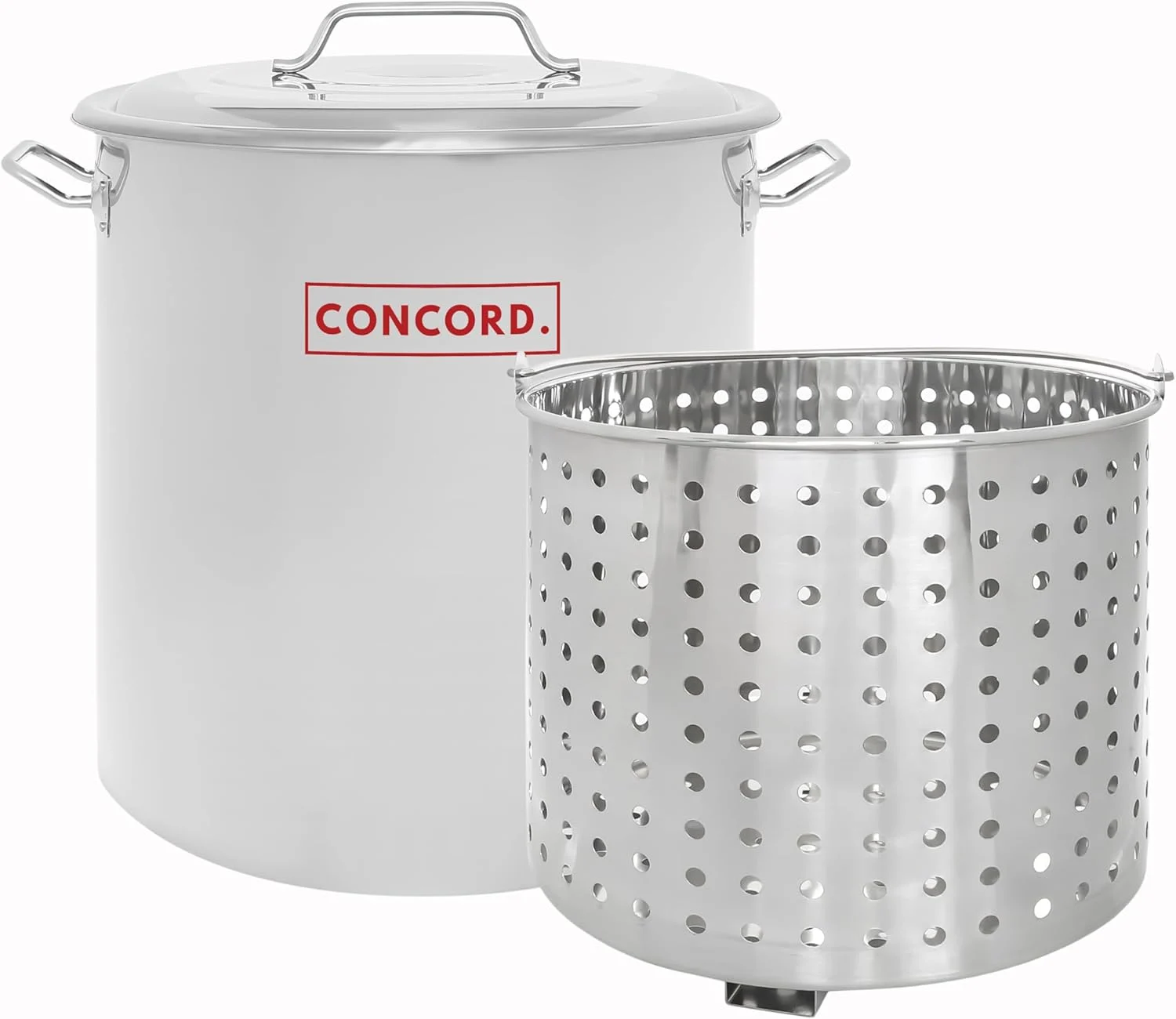 CONCORD Stainless Steel Stock Pot w Steamer Basket. Cookware great for boiling and steaming (60 Quart)
