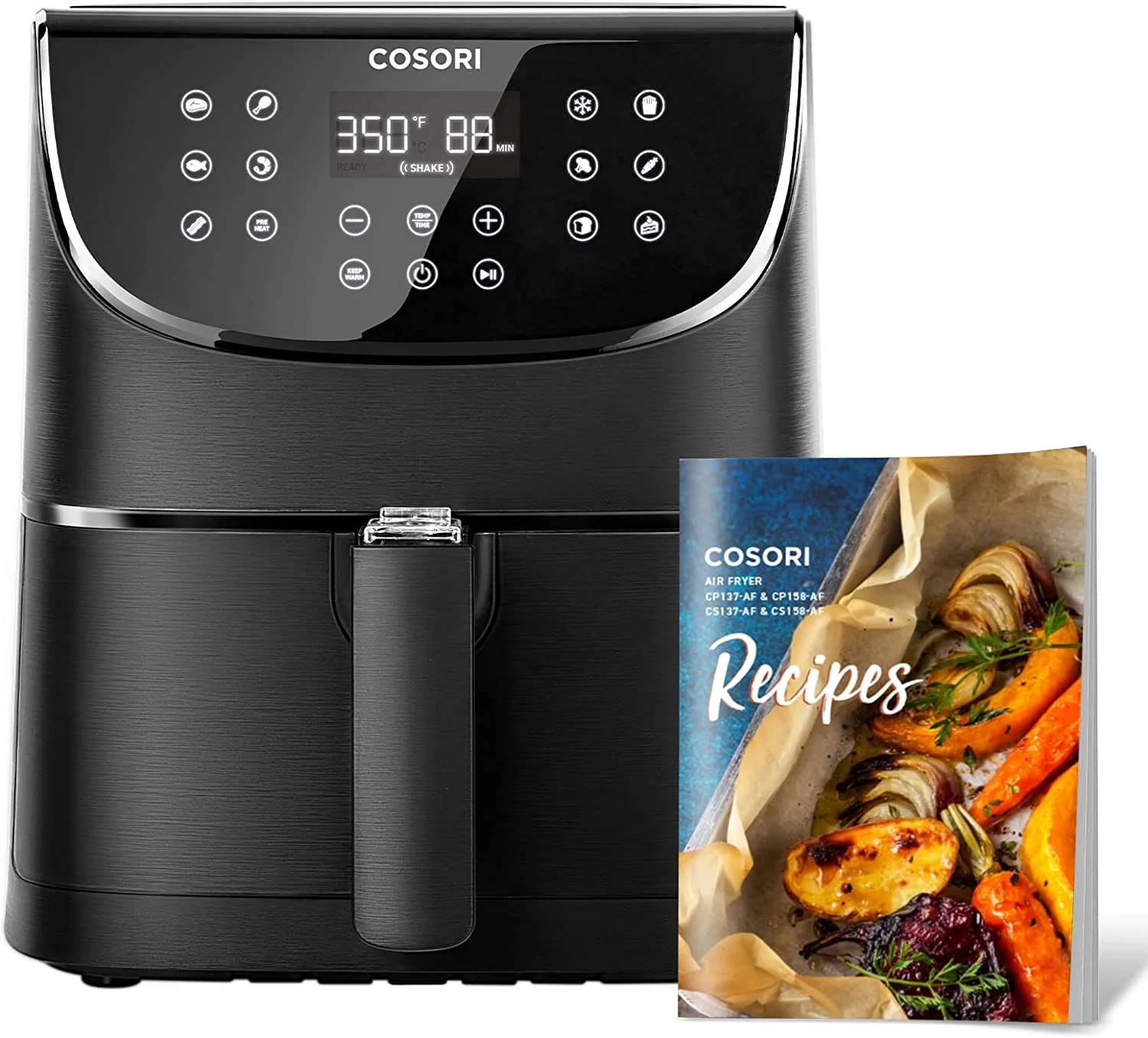 COSORI Air Fryer Oven Compact 3.7 Qt, Suitable For Families Of 1–3 (100 Recipes), 11 One-Touch Digital Presets, Preheat & Shake Reminder, Nonstick & Dishwasher-Safe Square Basket, 85% Less Oil, Black