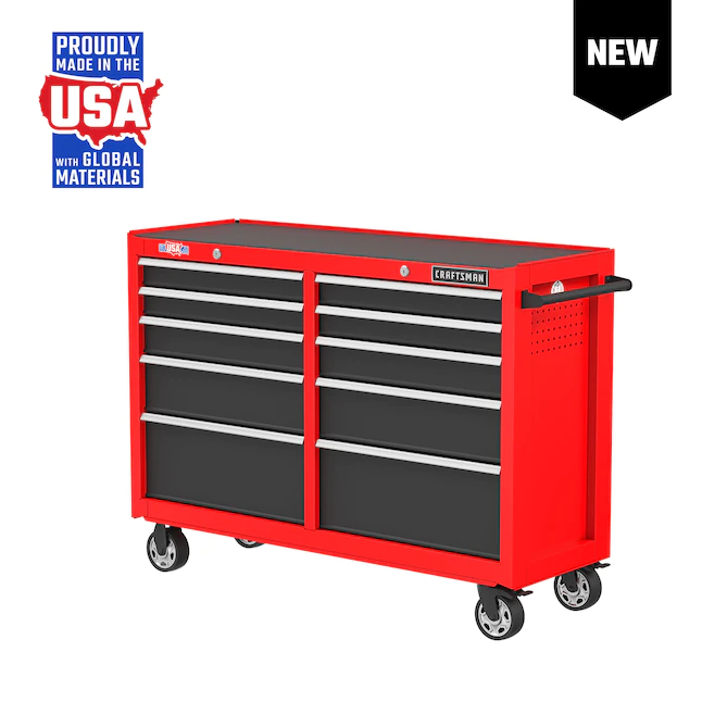 CRAFTSMAN CMST98273RB 2000 Series 52-in W x 37.5-in H 10-Drawer Steel Rolling Tool Cabinet (Red)