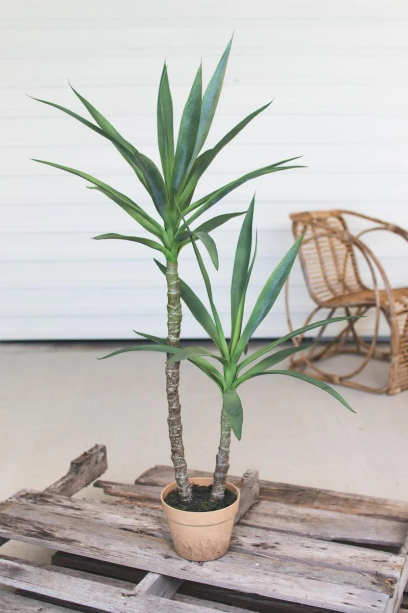 Artificial Heneken Plant with Faux Terracotta Pot – 45" Decorative Greenery By Kalalou
