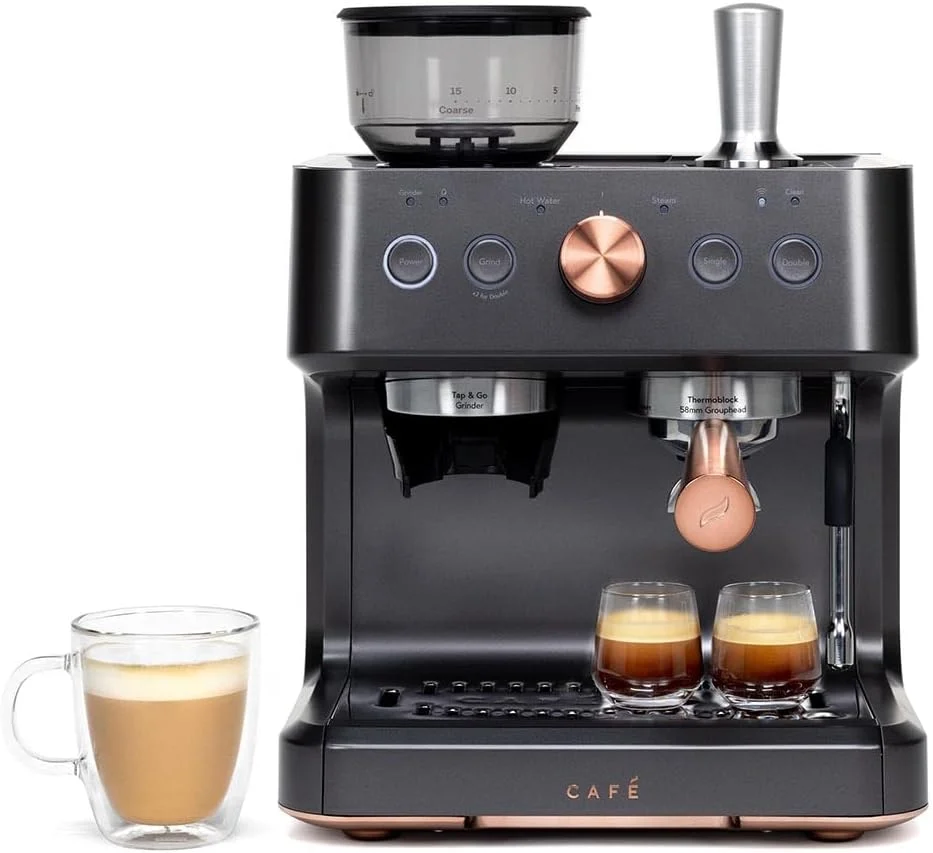 Café C7CESAS3RD3 Bellissimo Semi Automatic Espresso Machine + Milk Frother, Matte Black