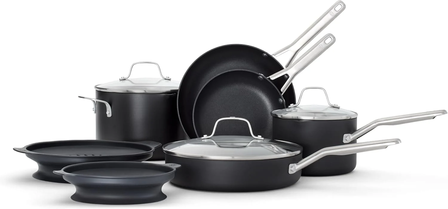 Calphalon® Hard-Anodized Nonstick 10-Piece Cookware Set (NEW 10-Piece Set with No Boil Inserts)