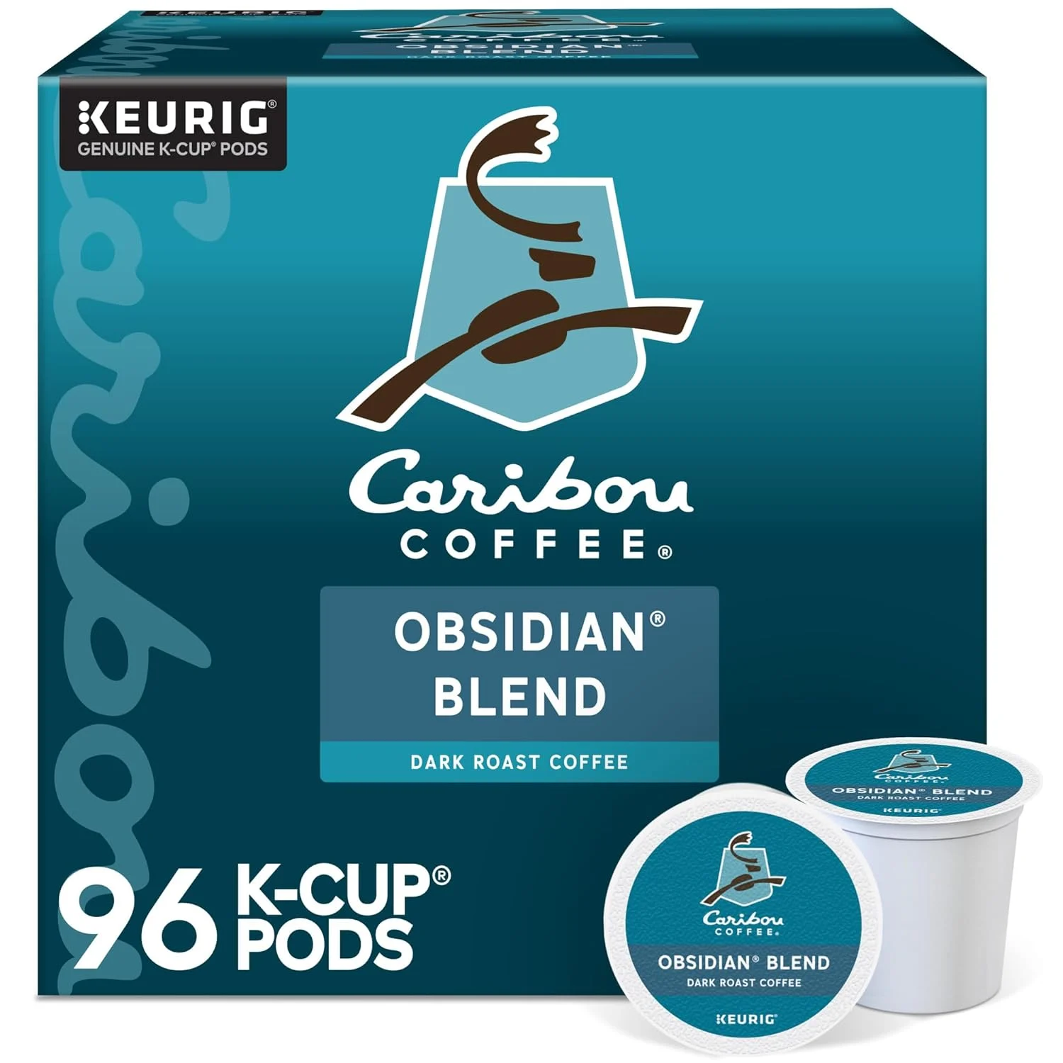 Caribou Coffee Obsidian Keurig Single-Serve K-Cup Pod, Medium Roast Coffee, 96 Count (4 Packs of 24)