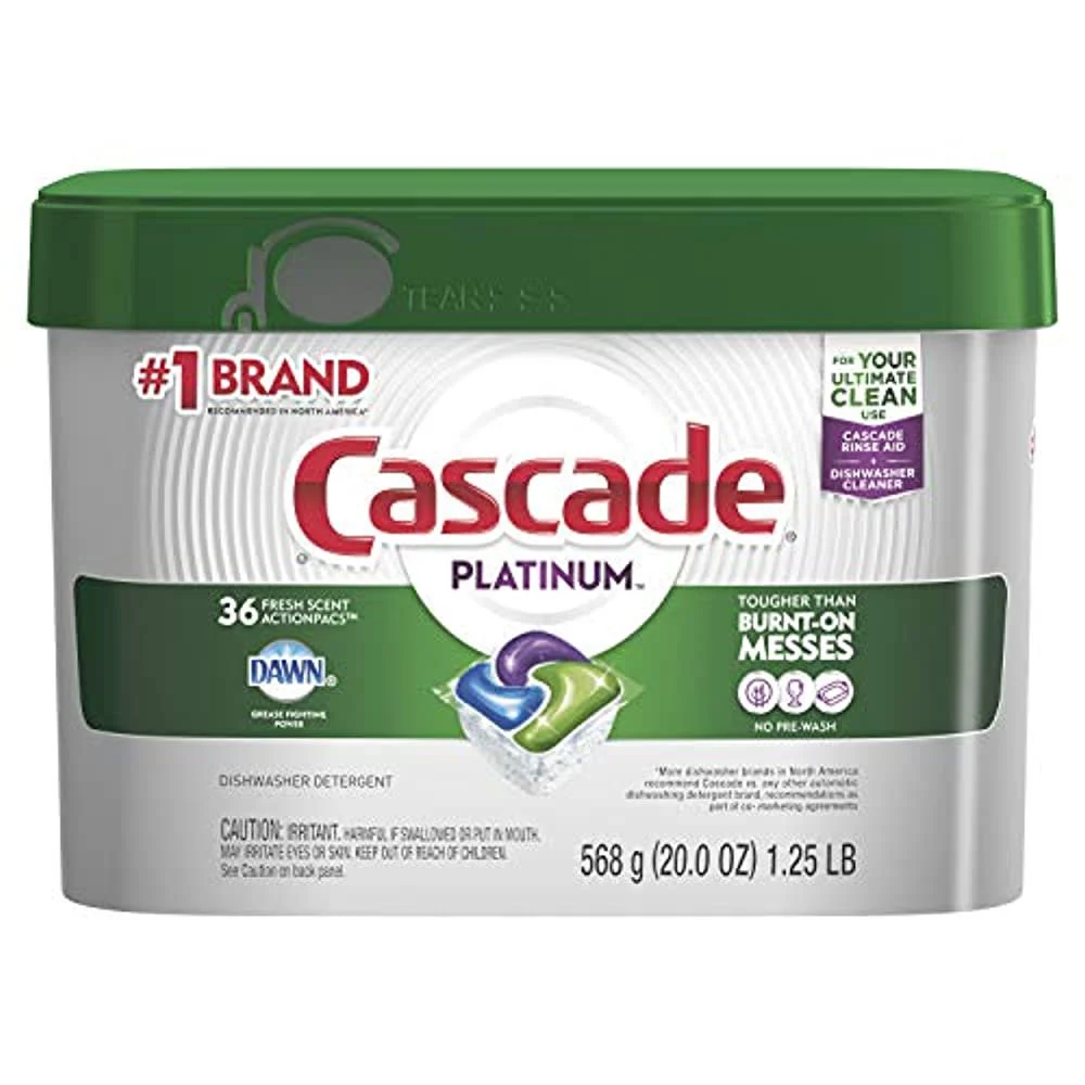 Cascade Platinum Dishwasher Pods ActionPacs Detergent Fresh Scent 36 count