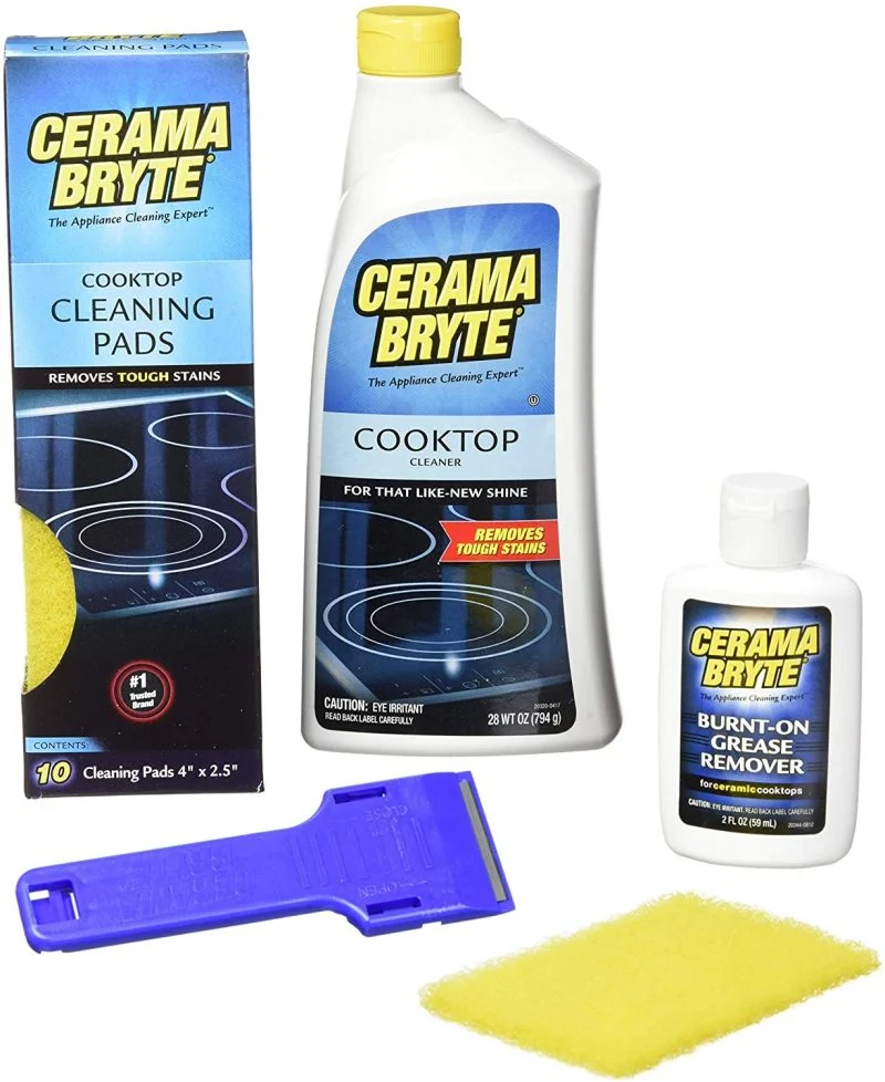Cerama Bryte Best Value Kit: Ceramic Cooktop Cleaner, Scraper, Burnt-on Grease Remover