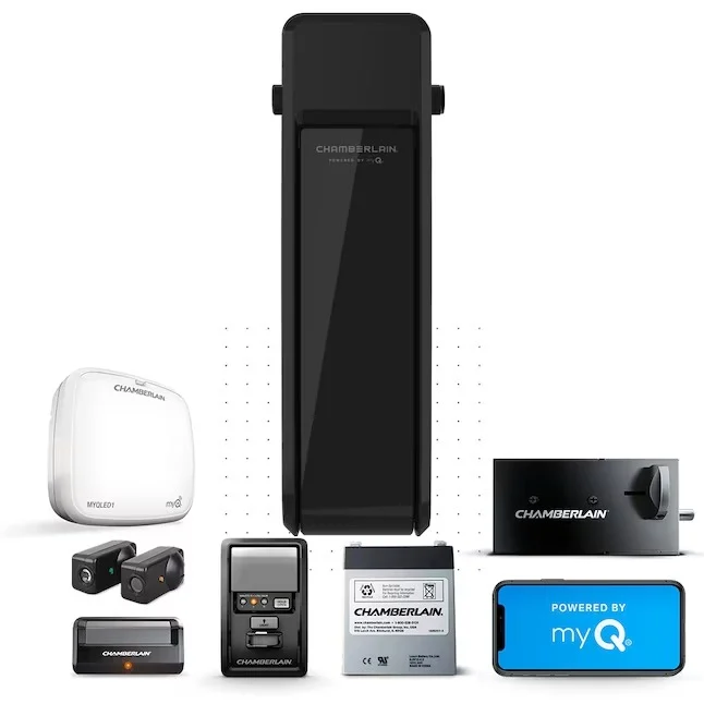 Chamberlain RJO101 myQ Wall Mount Ultra Quiet Smart Compatible Direct drive Garage Door Opener Wi-Fi Compatibility and Battery Back-Up LED Light