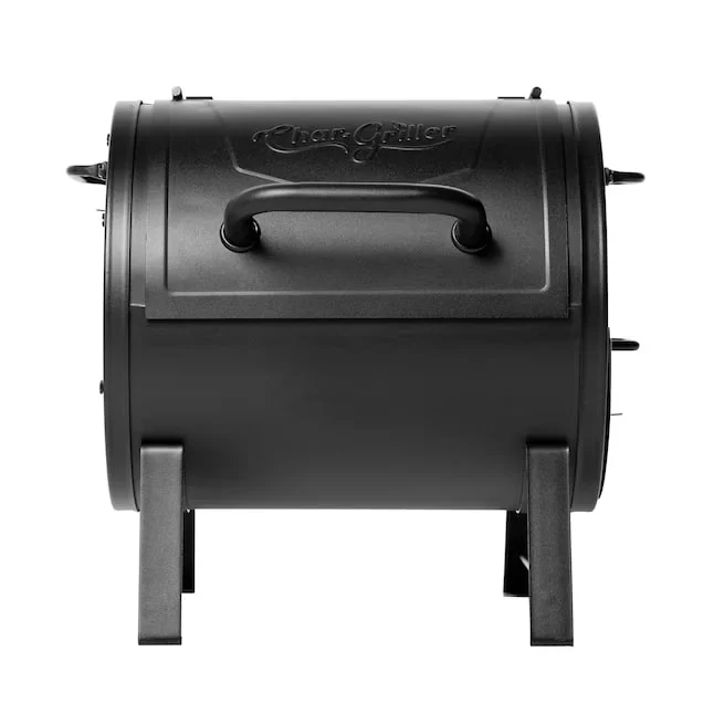 Char-Griller 52424 Portable Charcoal Grill and Side Fire Box 17-in W Black Barrel Charcoal Grill