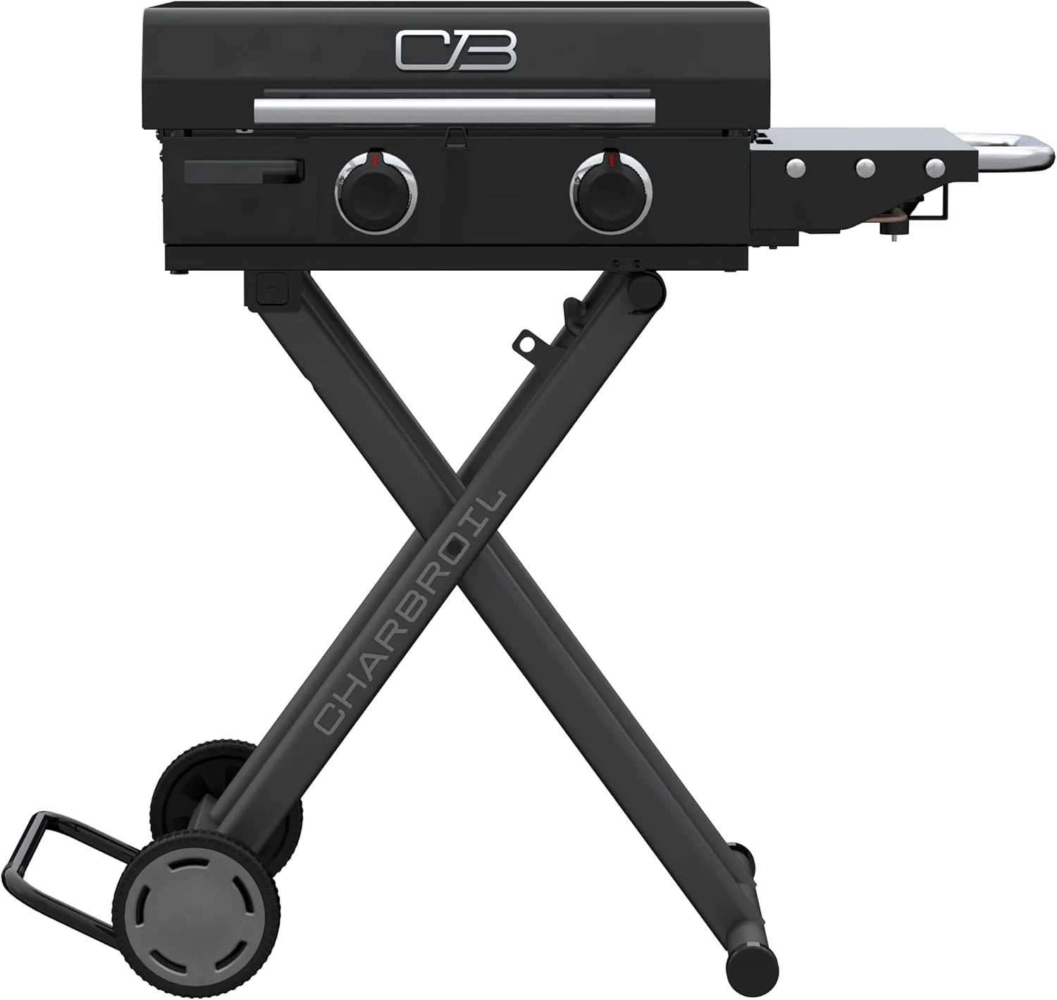 Charbroil® 463711223 22″ Performance Series™ Folding Cart 2-Burner Portable Propane Gas Griddle, Black