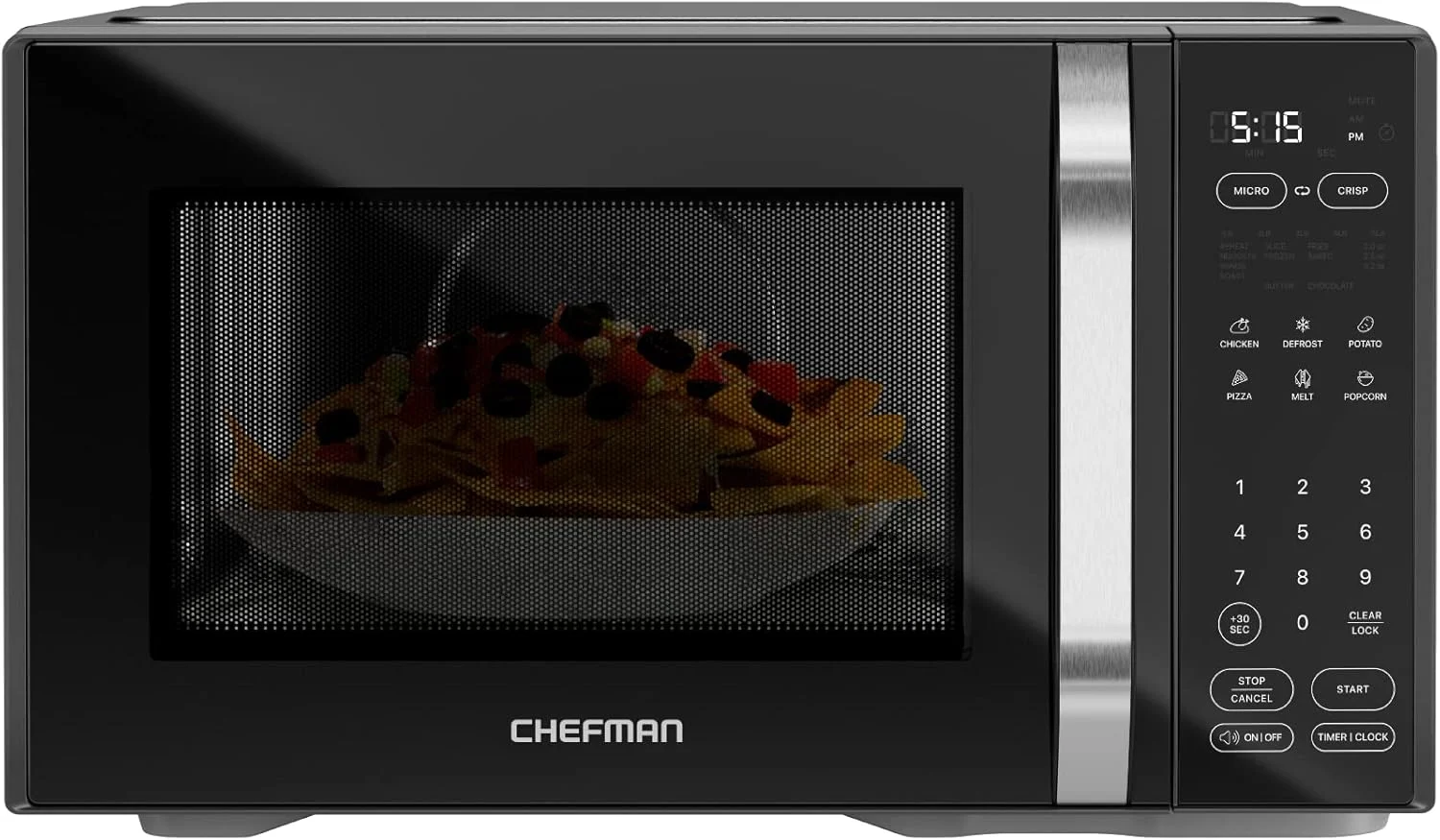 Chefman MicroCrisp Countertop Digital Microwave Oven, Unique “Cook & Crisp” Power Combo, 1.0 Cu Ft, Dual-Cook 1000W Microwave + 1500W Crisper, 6 Touch Presets, Digital Display, Stainless Steel Handle