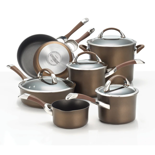 Circulon 82765 Hard Anodized Cookware Set 15-in Aluminum Cookware Set with Lid(s) Included, 11-Piece