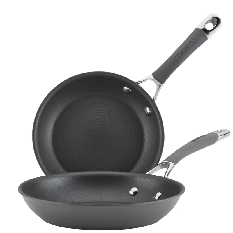 Circulon 83905 Radiance Hard Anodized Nonstick Frying Pan Set / Fry Pan Set / Hard Anodized Skillet Set – 8.5 Inch and 10 Inch, Gray