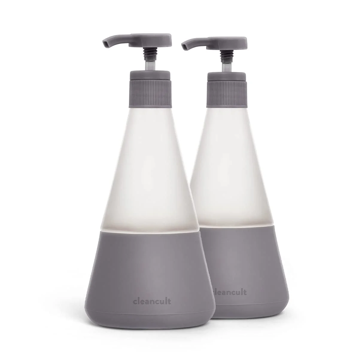 Cleancult Dish Soap Dispenser with Pump, Refillable Glass 14 oz Container, Shatter Resistant, Liquid Dishwashing Detergent, Non-Slip Grip, Matte Clear Frosted Finish, Kitchen Sink, 2 Pack – Charcoal