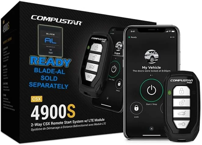 Compustar CSX4900-S 4-Button 2-Way, 3000′ Remote Start System w/Drone X1LTE
