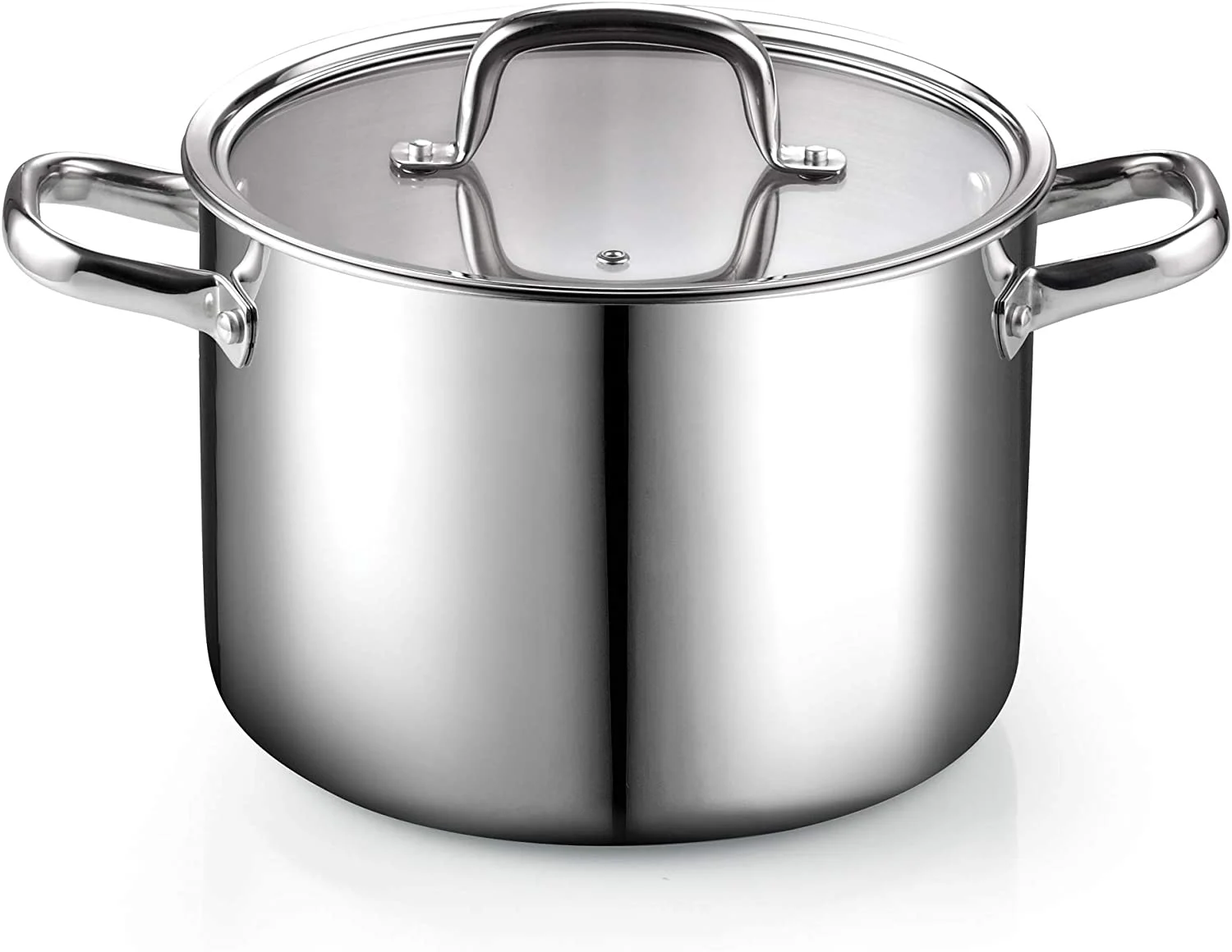 Cook N Home 02681 Tri-Ply Clad Stainless Steel Stockpot with Lid, 8 Quart, silver