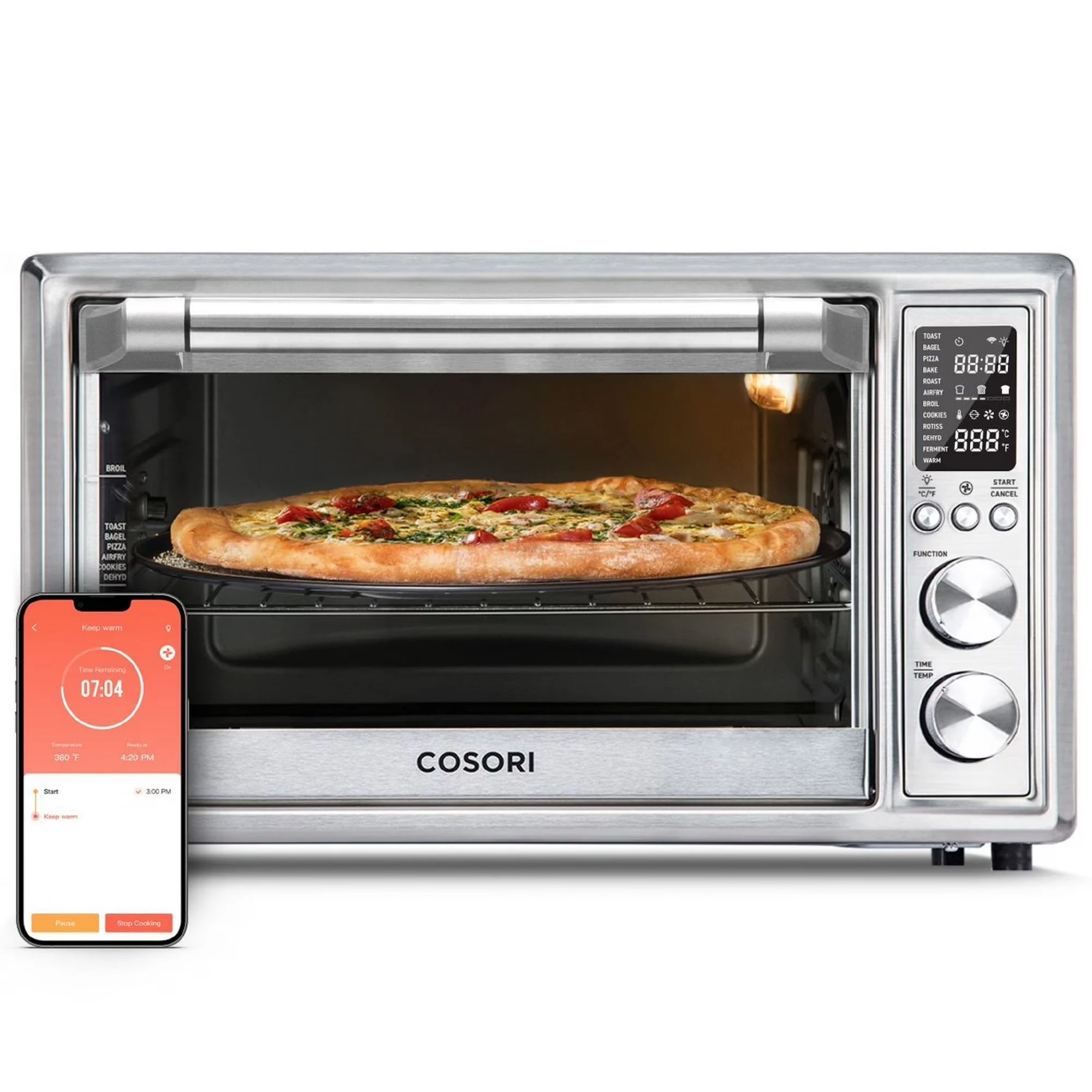 Cosori 9-Slice Smart Air Fryer Toaster Oven, Stainless Steel, Silver