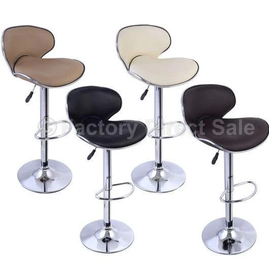 Costway 2 Sets Beige Bar Stools Leather Modern Hydraulic Swivel Dinning Chair Barstools
